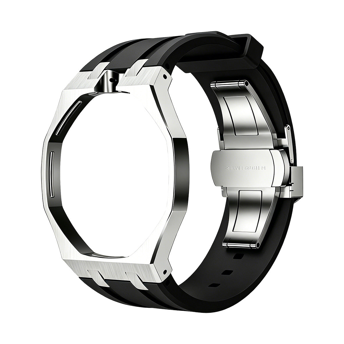 Oak Pop Schwarz Stahl Silikonarmband