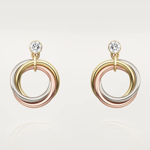 [Solara Jewelry ]Dreifarbige Pave-Diamantohrringe