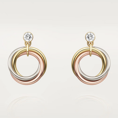 [Solara Jewelry ]Dreifarbige Pave-Diamantohrringe