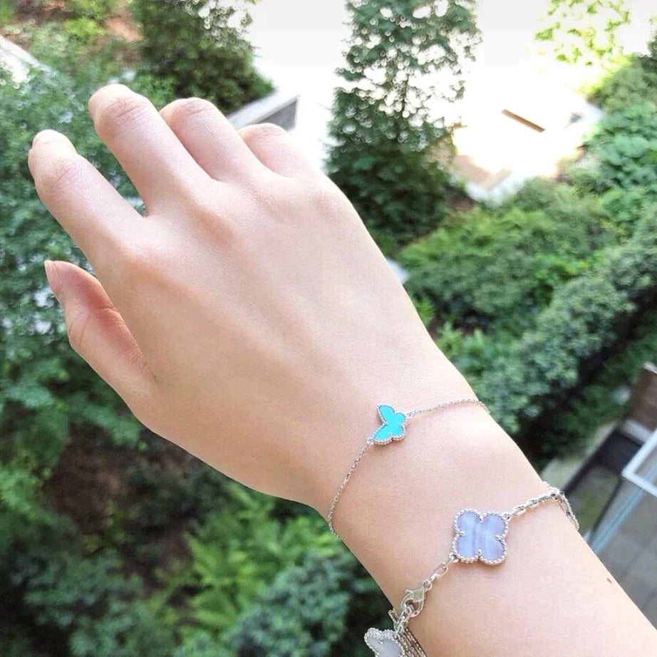 [Solara Jewelry ]バタフライ ターコイズ バタフライ ブレスレット シルバー