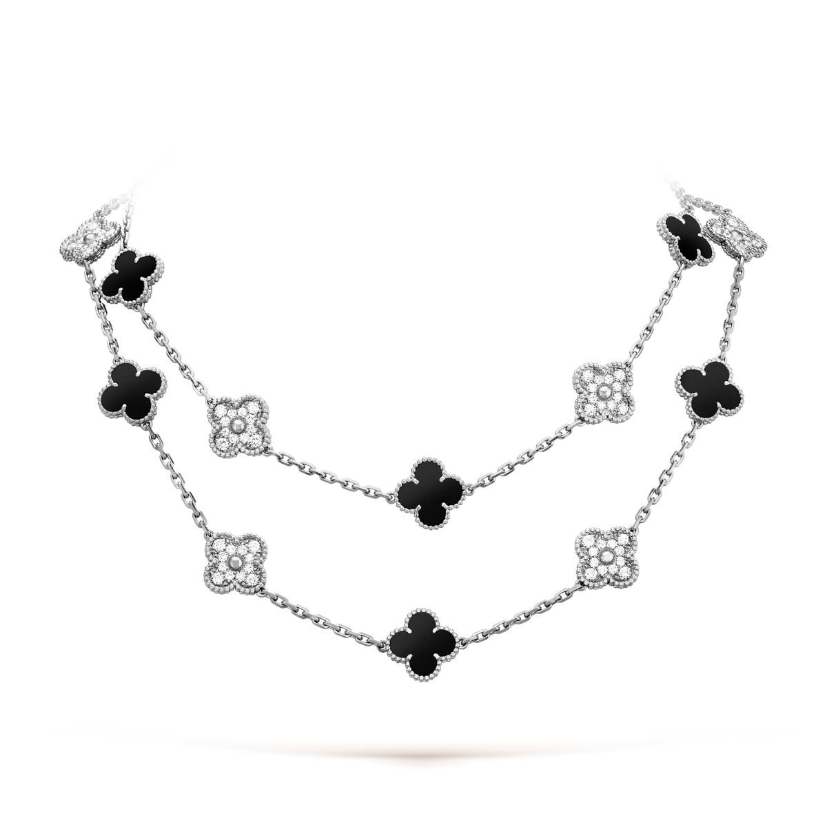 [Solara Jewelry ]CLOVER 20 MOTIFS ONYX DIAMOND SILVER
