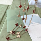 [Solara Jewelry ]CLOVER 20 MOTIFS LASER CARNELIAN NECKLACE