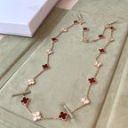 [Solara Jewelry ]CLOVER 20 MOTIFS LASER CARNELIAN NECKLACE