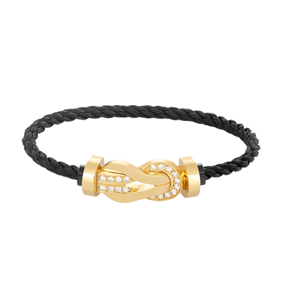 [Solara Jewelry ]CHANCE LARGE 8 FIGURE BUCKLE HALF DIAMOND BRACELET GOLD