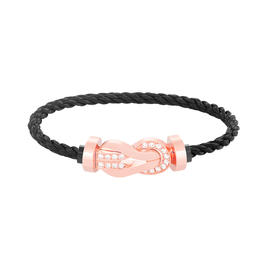 [Solara Jewelry ]チャンス ラージ 8 フィギュア バックル ハーフダイヤモンド ブレスレット ローズゴールド