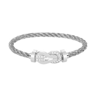 [Solara Jewelry ]CHANCE LARGE 8-FIGURE SCHNALLE HALB DIAMANTARMREIF SILBER
