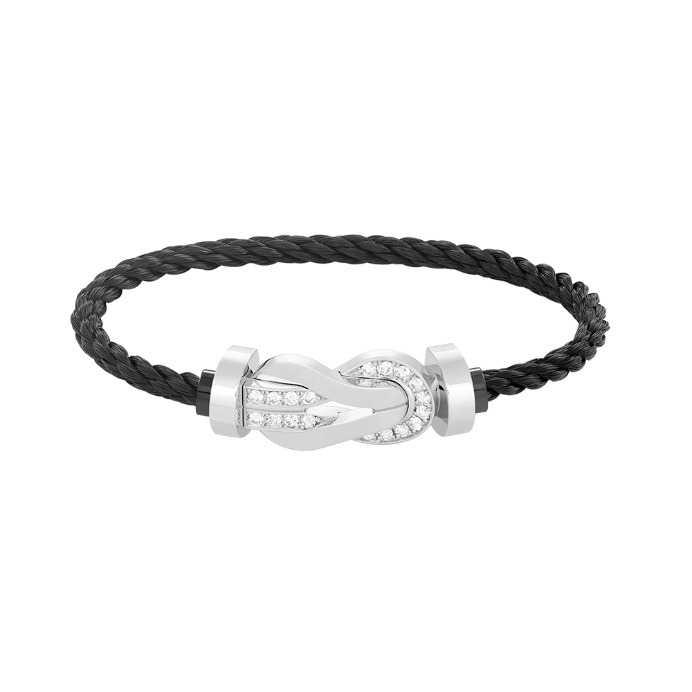 [Solara Jewelry ]CHANCE LARGE 8-FIGURE SCHNALLE HALB DIAMANTARMREIF SILBER