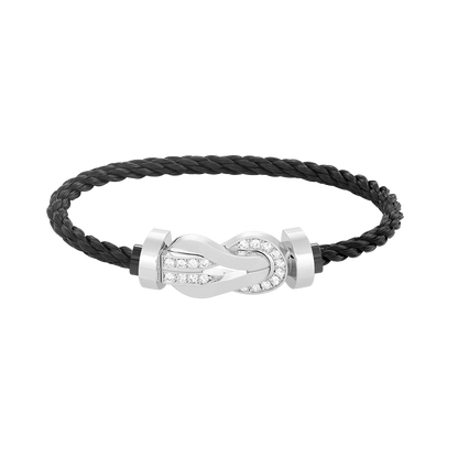 [Solara Jewelry ]CHANCE LARGE 8-FIGURE SCHNALLE HALB DIAMANTARMREIF SILBER