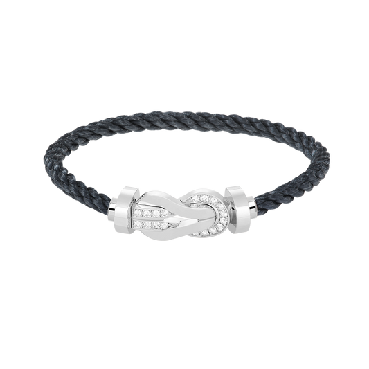 [Solara Jewelry ]CHANCE LARGE 8 FIGURE BUCKLE HALF DIAMOND BRACELET SILVER