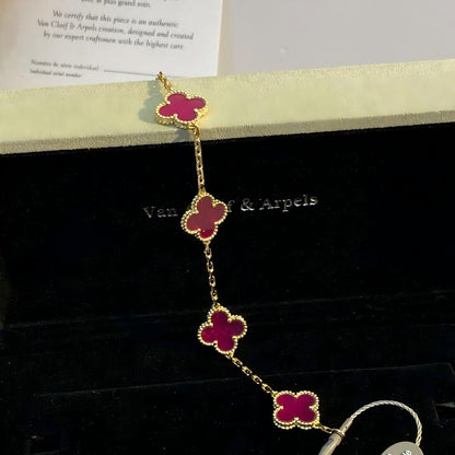 [Solara jewelry]NEW CLOVER 5 MOTIFS PINK ENAMEL BRACELET