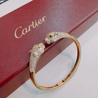 [Solara Jewelry ]CTダブルパンサーヘッドクリスタルバングル