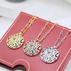 [Solara jewelry]Openwork Round Pendant Necklace image 7