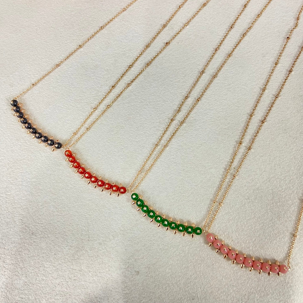 [Solara jewelry]New Colored Stone Bar Charm Necklace image 14