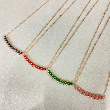 [Solara jewelry]New Colored Stone Bar Charm Necklace image 14
