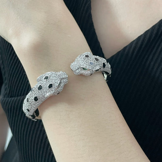 [Solara Jewelry ]CT Regal Doppel-Pantherkopf-Armreif