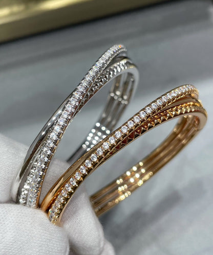 [Solara Jewelry] ダイヤモンドアクセント付き CTリベットデザイン スリーローカフ