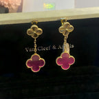 [Solara jewelry]NEW CLOVER 2 MOTIF PINK ENAMEL EARRINGS