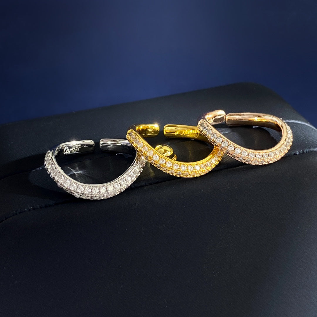 [Solara Jewelry ] CT Gebogener offener Bandring mit Diamantakzenten