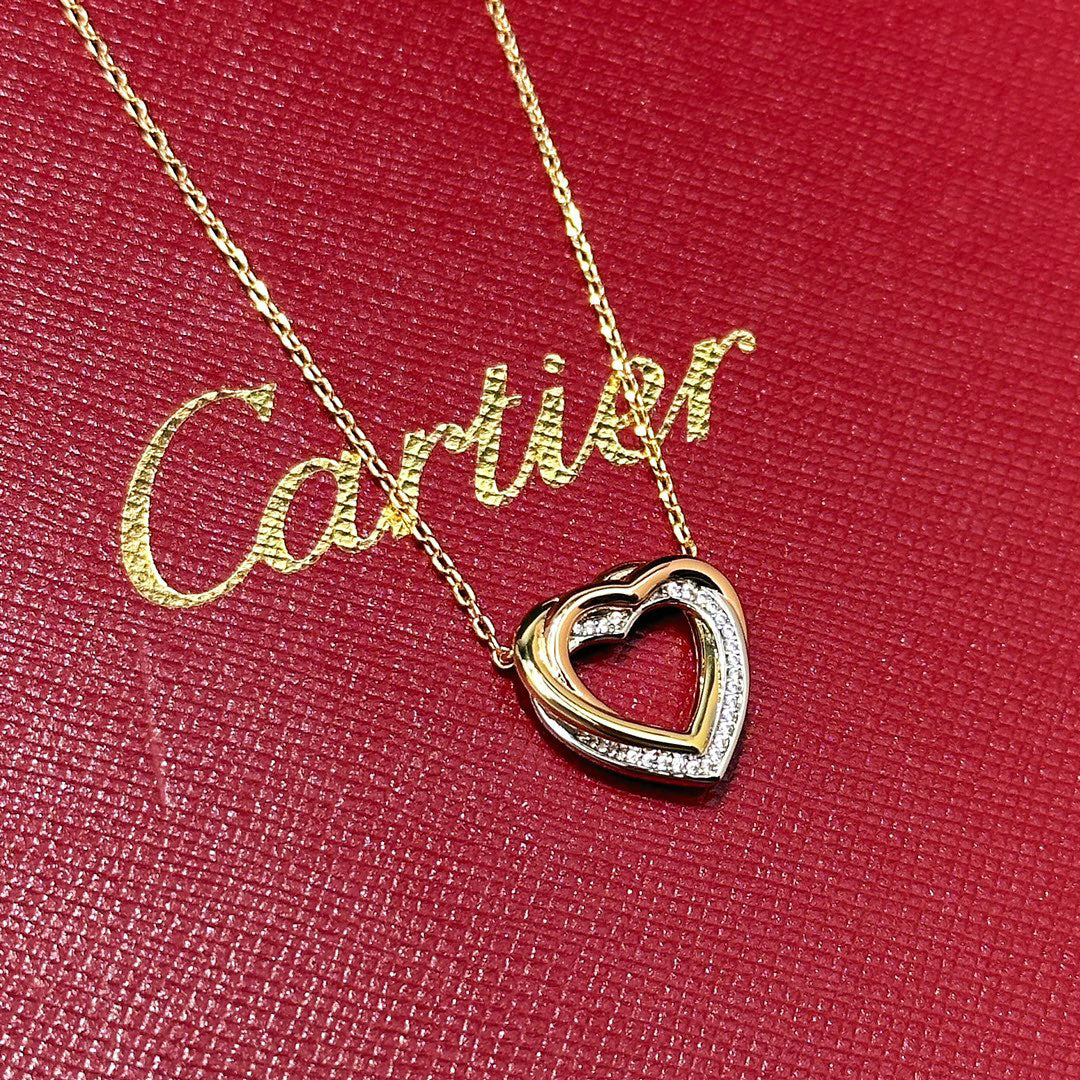 [ソララジュエリー] CTダブルハートダイヤモンドネックレス、新作パヴェセット