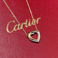 [Solara Jewelry ]CT Double Heart Diamond Necklace, New Pave Set