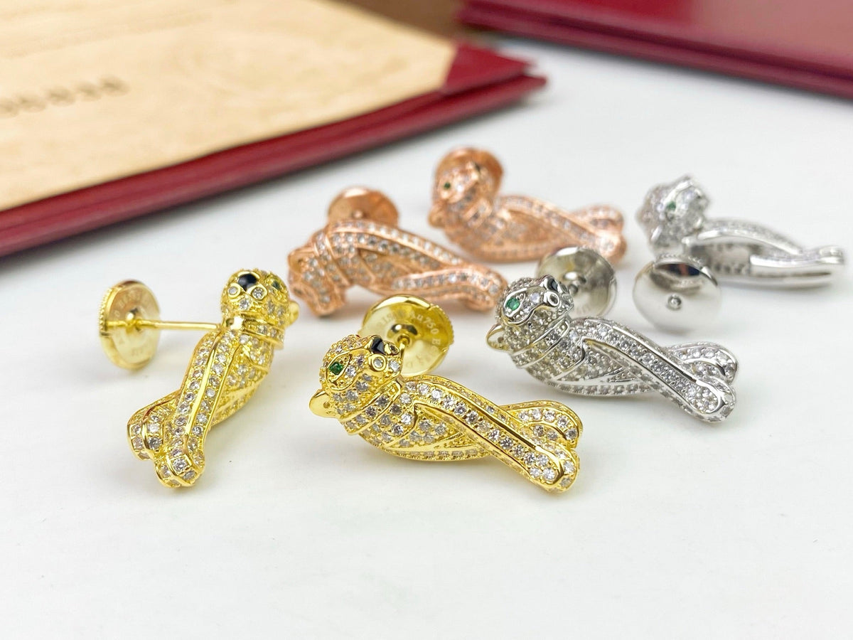 [Solara jewelry] Panther Pave Stud Earrings