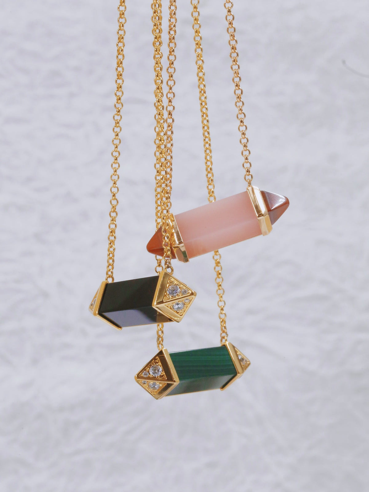 [Solara jewelry]Color Stone Bar Pendant Necklace image 7