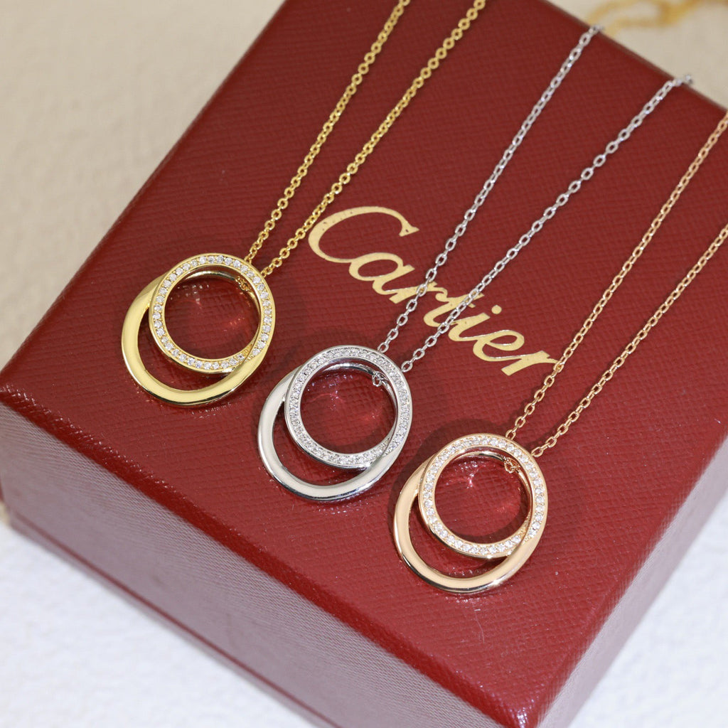 [Solara jewelry]Double Circle Pendant Necklace image 8