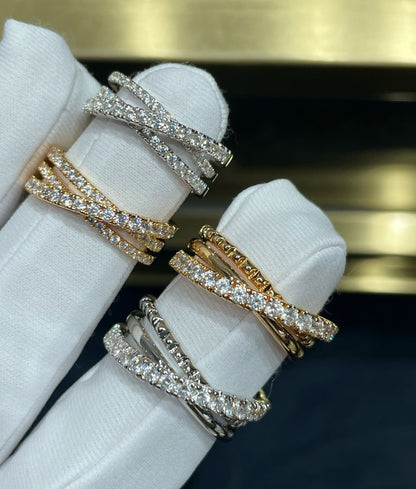 [Solara Jewelry] LOVE Dreifach-Ring mit Nieten und Akzentkristallen