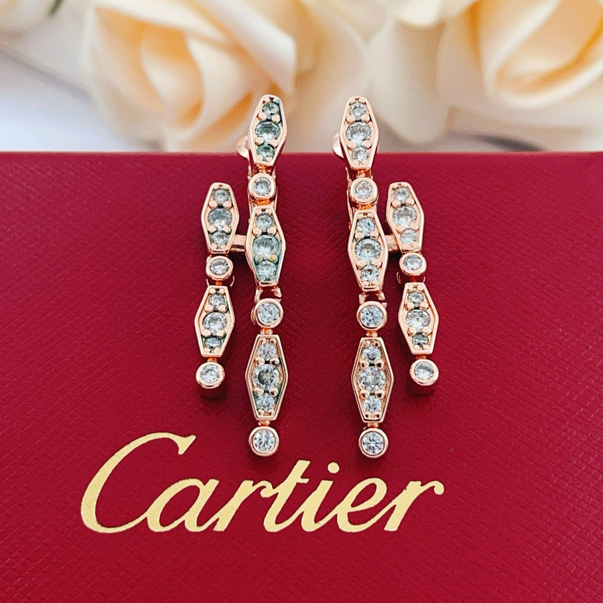 [Solara jewelry] Pave Bar Drop Earrings