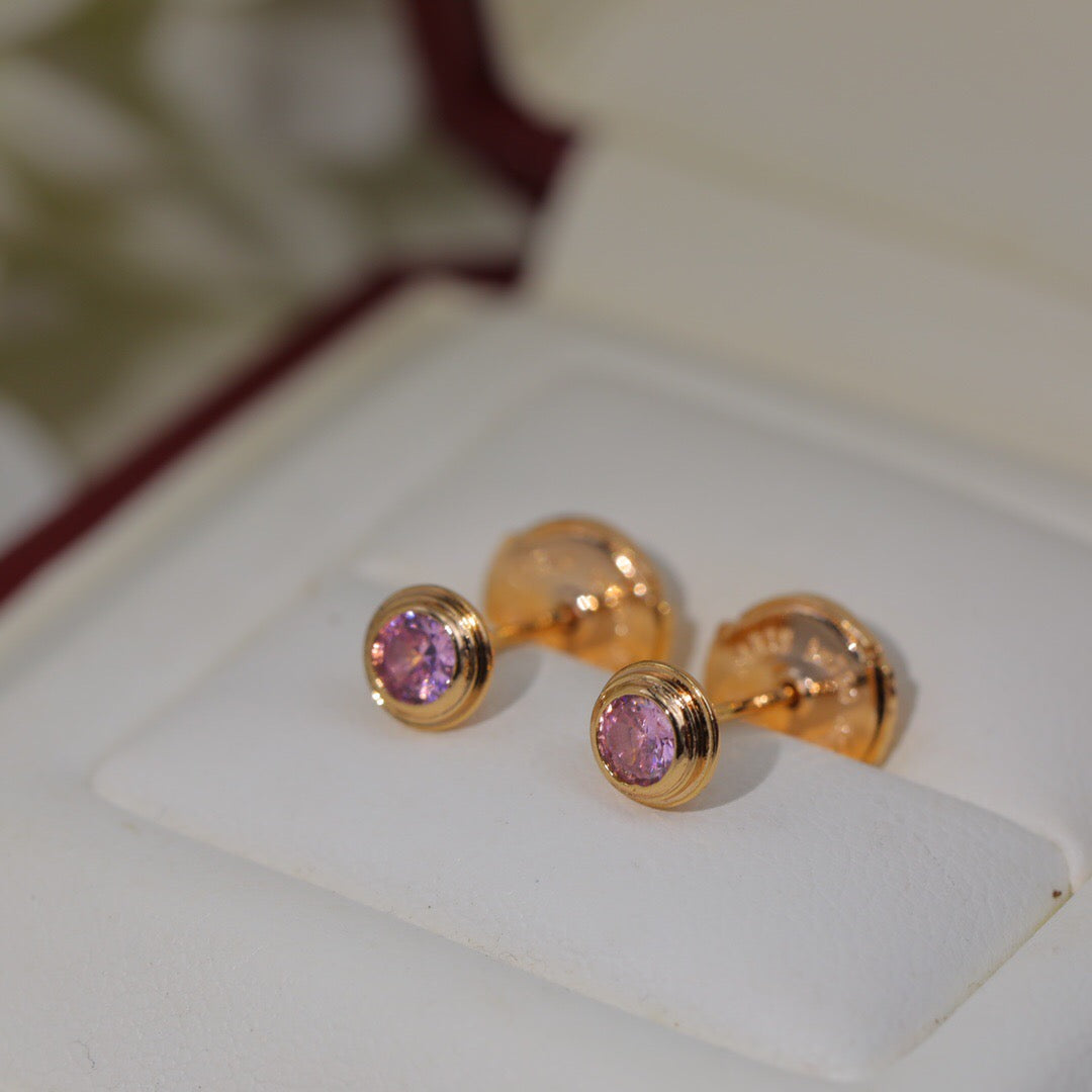 [Solara Jewelry] 一粒ダイヤモンド UFO スタッドピアス & ピンクダイヤモンド スタッドピアス