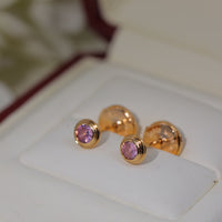 [Solara Jewelry ]Single Diamond UFO Stud Earrings & Pink Diamond Studs
