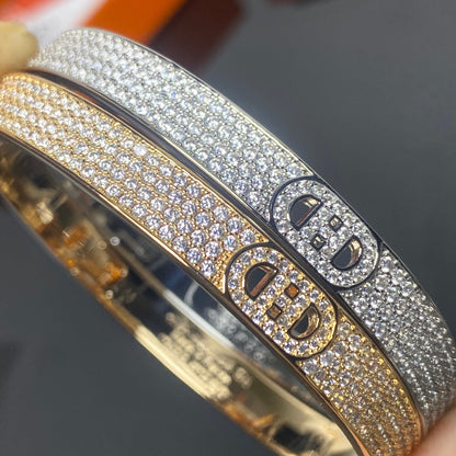 [Solara Jewelry] H-Doppelreif-Armband mit voll ausgefassten Diamanten