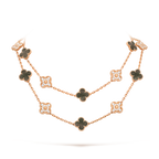 [Solara Jewelry ]KLEEBATT 20 MOTIVE DUNKELES PERLMUTT DIAMANT HALSKETTE