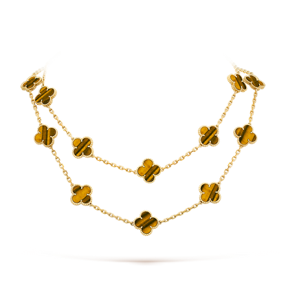 [Solara Jewelry ]CLOVER 20 MOTIFS TIGER EYE ROSE GOLD