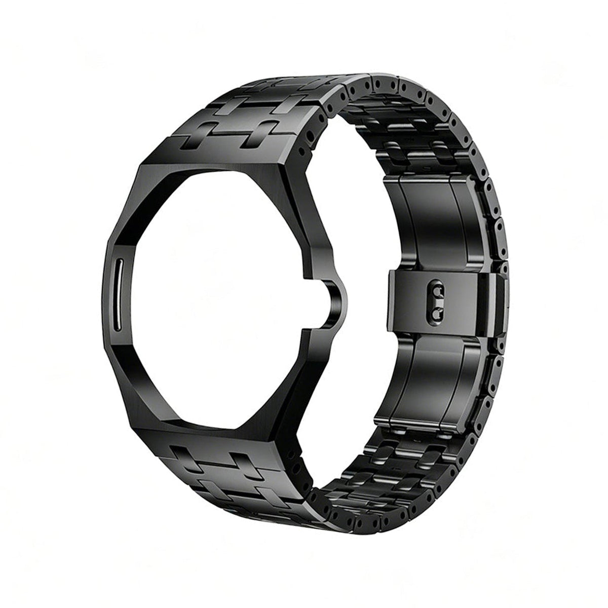 Eiche Pop Schwarz Stahl Silikonarmband