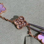 [Solara Jewelry ]クローバー 10モチーフ ダイヤモンド ピンクマザーオブパール ネックレス