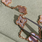 [Solara Jewelry ]クローバー 10モチーフ ダイヤモンド ピンクマザーオブパール ネックレス