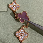 [Solara Jewelry ]クローバー 10モチーフ ダイヤモンド ピンクマザーオブパール ネックレス