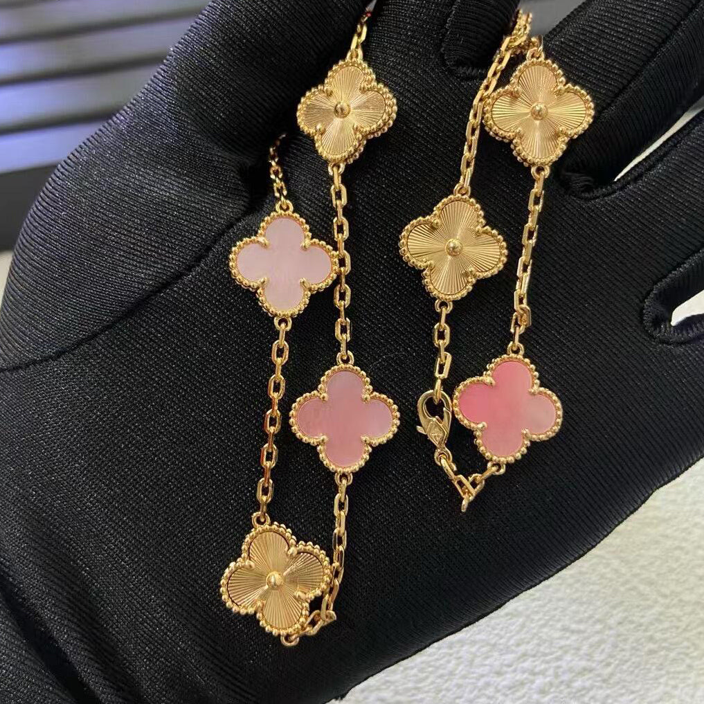 [Solara Jewelry ]KLEEBÜTE 10 MOTIVE  LASER PINK MOP-HALSKETTE