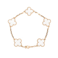 [Solara Jewelry ]CLOVER 5 MOTIF ROCK CRYSTAL PINK GOLD BRACELET
