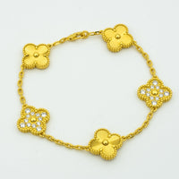[Solara Jewelry ]CLOVER BRACELET 5 MOTIFS GOLD DIAMOND