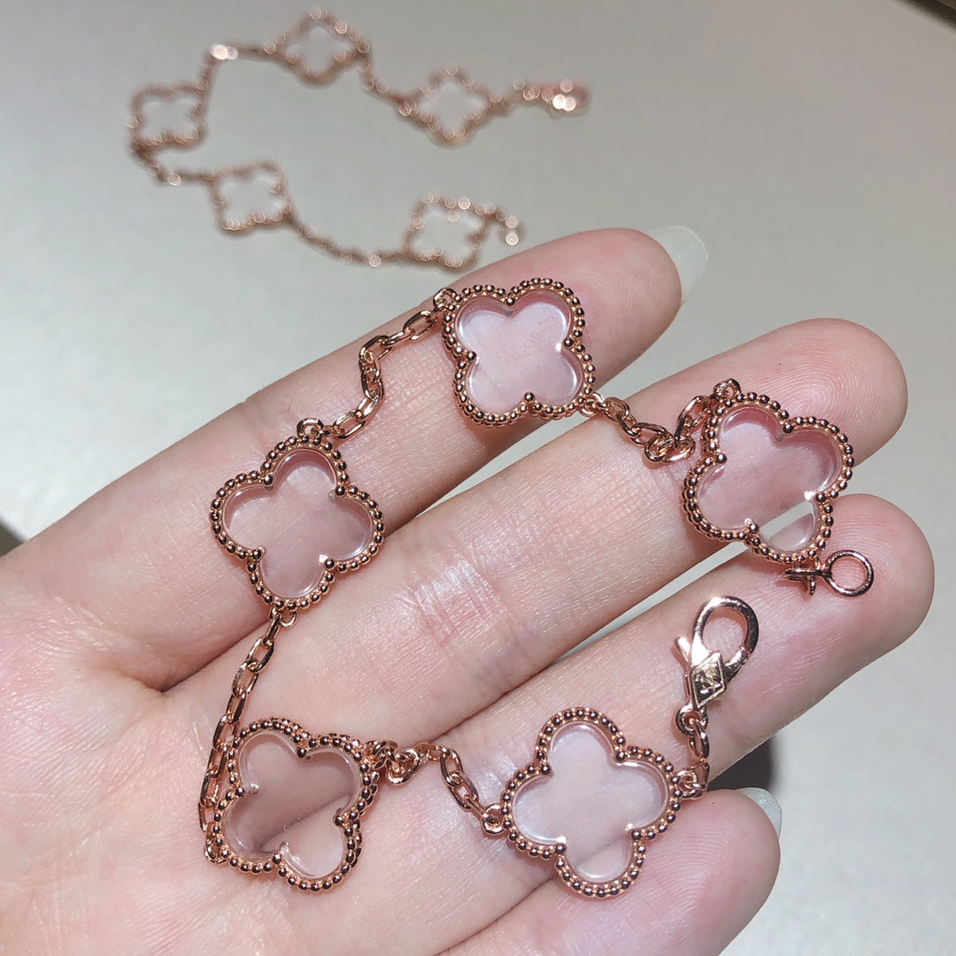 [Solara Jewelry ]CLOVER 5 MOTIV BERGKRISTALL ROSÉGOLD ARMBAND