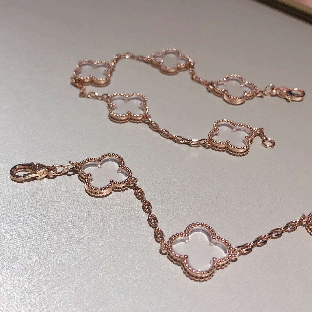 [Solara Jewelry ]CLOVER 5 MOTIV BERGKRISTALL ROSÉGOLD ARMBAND