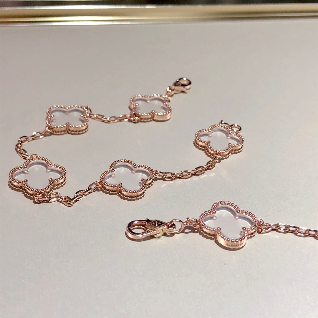 [Solara Jewelry ]CLOVER 5 MOTIV BERGKRISTALL ROSÉGOLD ARMBAND