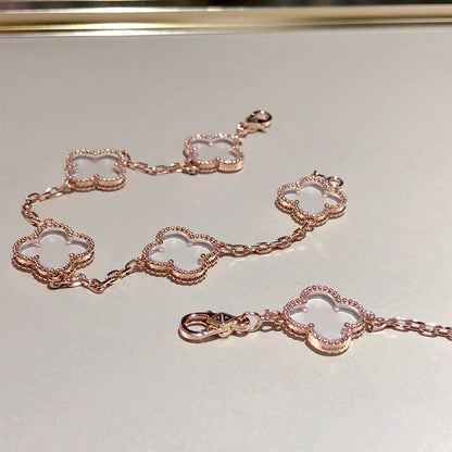 [Solara Jewelry ]CLOVER 5 MOTIV BERGKRISTALL ROSÉGOLD ARMBAND