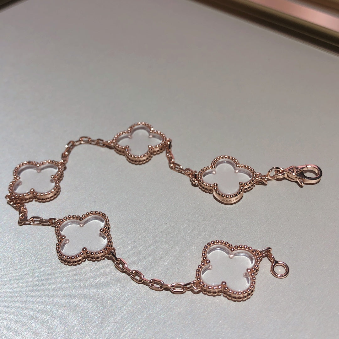 [Solara Jewelry ]CLOVER 5 MOTIV BERGKRISTALL ROSÉGOLD ARMBAND