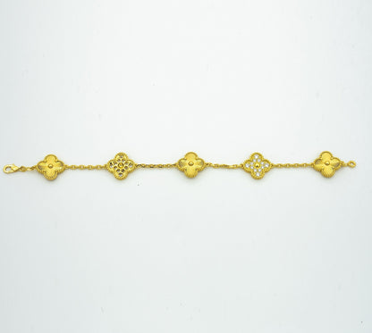 [Solara Jewelry ]クローバー ブレスレット 5モチーフ ゴールド ダイヤモンド