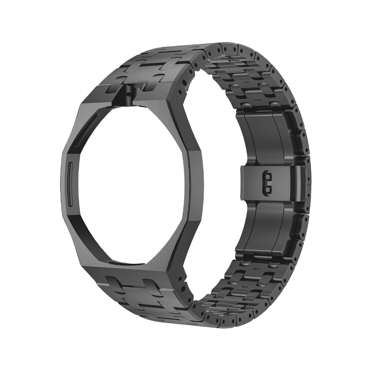 Eiche Pop Schwarz Stahl Silikonarmband