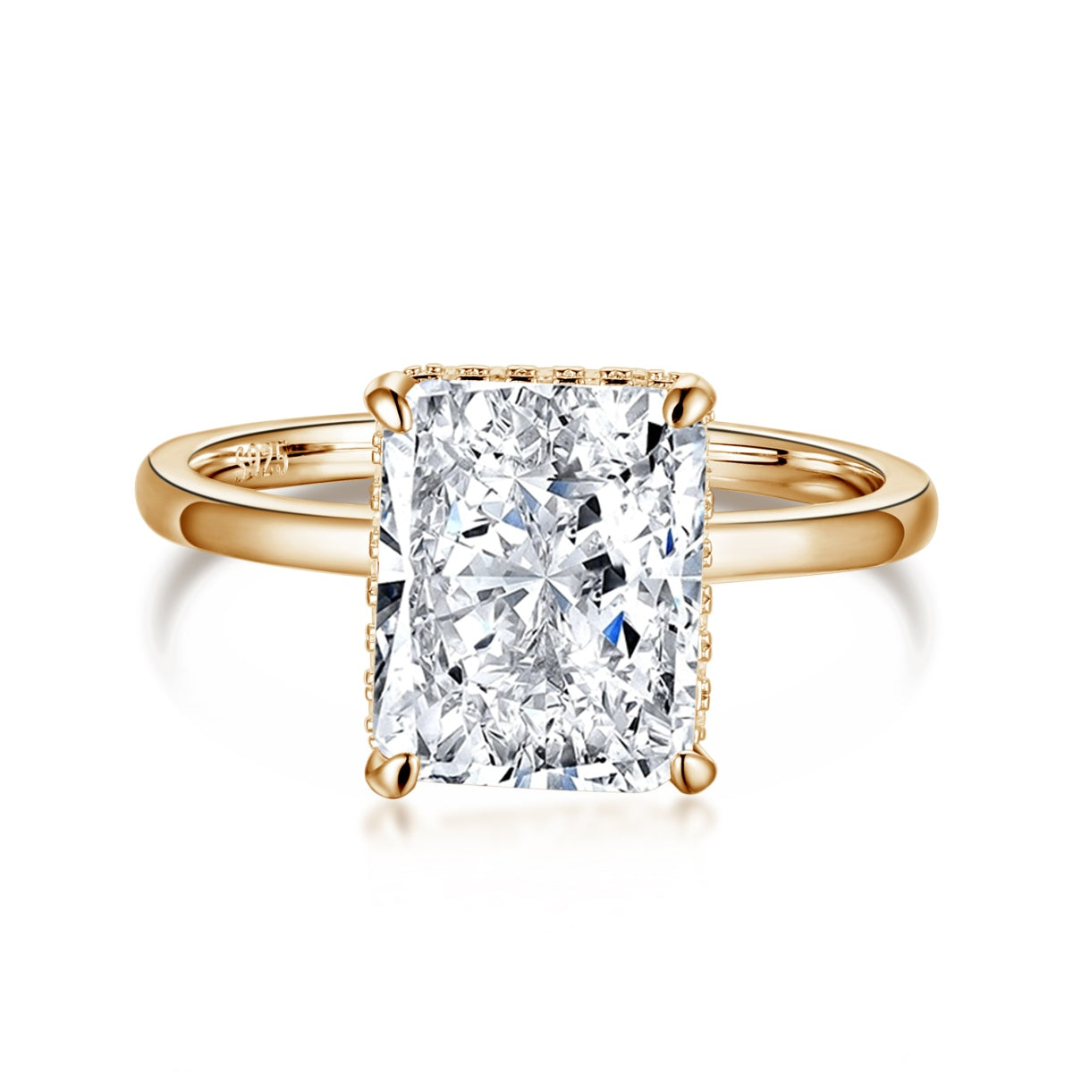[Solara Jewelry ]4,0 Karat aufwendiger, bezaubernder Radiand-Schliff Banquet Ring