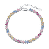 [Solara Jewelry ]Ornate Colorful Flower Shape Party Bracelet